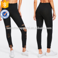 Résille Noire Ripped Leggings Ripped OEM / ODM Fabrication En Gros Mode Femmes Vêtements (TA7033L)